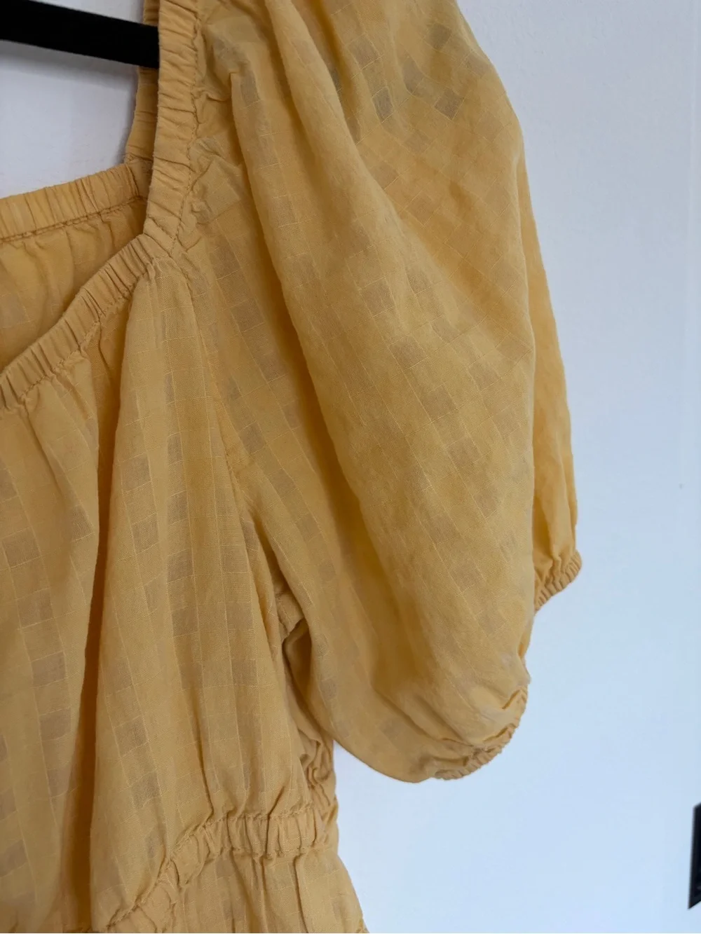 Madewell Yellow Puff-Sleeve Peasant Top